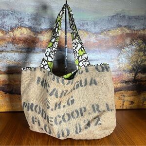Handcrafted Tote Bag made from Up cycled Burlap Coffee Sacks